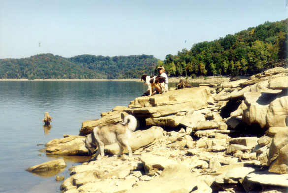 2000.24.8: Sascha, Bosco, and Gail on the rocks