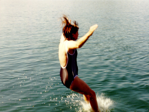 2000.24.18: Jean going off the water slide